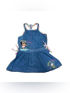 Vintage 2007 Dora the Explorer & Boots Denim Dress Explore Summer Youth Sz 4